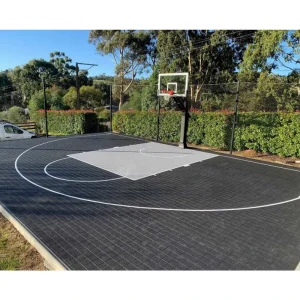 Modular Half-Court Basketball Floor Tiles Interlocking Shock-Absorbing Tiles for Home Gym Community