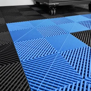 Modular Indoor Anti-Slip Plastic Interlocking Garage Floor Tiles with Click-Lock, Hollow Drainage Design, 40x40CM