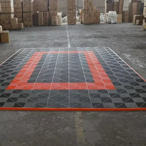Modular Industrial Plain Garage Floor Tiles Interlocking PP Plastic Mats for Indoor Car Wash Warehouse Vented Durable Design