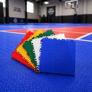 Modular Interlocking PP Sports Flooring Waterproof Fireproof Artificial Grass for Basketball and Tennis