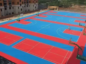 Modular PVC Interlocking Pickleball Court Tiles for Backyard Multi-Sport Courts, Anti-Slip