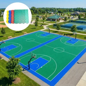 Modular Sport Court Tiles Outdoor Basketball Court Surface Multi-Sport Flooring Interlocking PP Shock Absorption Eco-Friendly