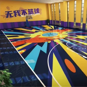Multi-Layer Solid Wood Basketball Court Floor Shock-Absorbent Anti-Slip Indoor Sports with Vector Printing Technology