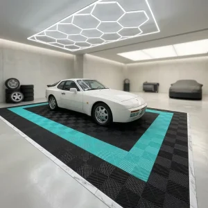 Multi-Purpose Plastic Flooring Tiles Interlocking Slip-Resistant Texture for Garage and Hobby Areas