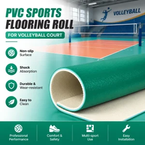 Multi purpose Competition Green Sport Volleyball Court PVC Vinyl Flooring Roll for School Volleyball Training Halls