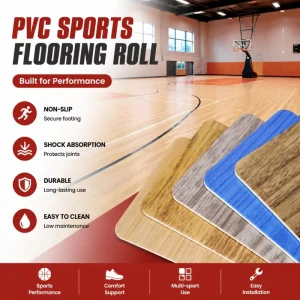 Multi-sport Use Durable Wear Resistant Portable PVC Vinyl Wooden Basketball Sport Court Flooring