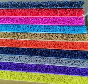 Multicolor PVC Coil Mat Roll with Firm Backing Cushion Spaghetti Door Mat for Cars