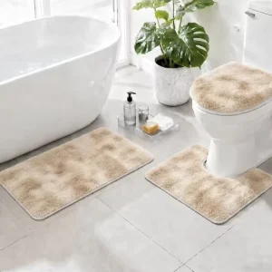 Muti-color Bubble Rabbit Fur Artificial Three-Piece Set Bathroom Floor Mats Set Rug Soft Mat Non-Slip Foot Mat Toilet Home Use