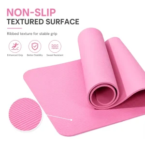 NBR Yoga Mat 183x61cm 8/10/15mm Extra Thick Non-Slip for Yoga Pilates Home Workout Portable with Carry Bag