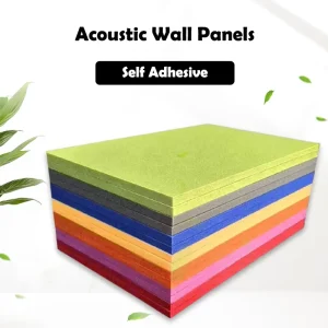 NRC 0.8 Class A Self Adhesive Grooved Acoustic Panel 300x400x9mm PET Soundproof Wall Tile for Hotel Office