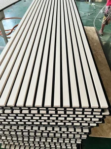 NRC 90% Sound Absorption Eco Friendly Waterproof Fireproof Polyester Fiber Wooden Design MDF Acoustic Panels