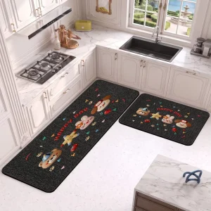 Nappa Leather Kitchen Mat Set of 2 Super Absorbent Oil Proof Anti Fatigue Non Slip Washable Cushioned Floor Mat TPR Backing