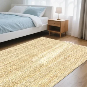 Natural Double Sided Square Jute Carpet Glue Free Hand Woven Modern Floor Mat Home Non Slip Full Coverage Solid Color 2cm