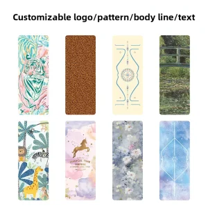 Natural Durable Non-Slip Yoga Fitness Mat Plants and Flowers Design 183cm for Home Use