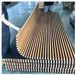 Natural Oak Surface Soundproof Wall Panels Polyester Fiber Acoustic Slat Wood Panels Sound Absorbing Acoustic Panels