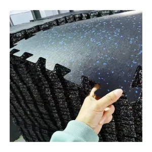 No Toxic 15mm Thick Black+Color EPDM Graunles Gym Mats Rubber Flooring Interlocking