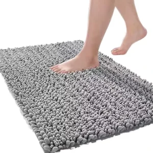 Non-Slip Chenille Bath Mat Water-Absorbing Bathroom Carpet with Novel Pattern for Home and Hotel