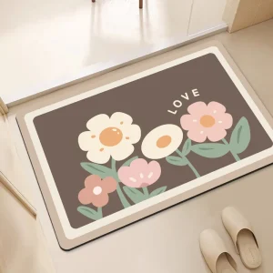 Non Slip Diatom Mud Soft Mat Minimalist Design Super Absorbent Bathroom Rubber Bath Mat