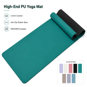 Non Slip PU Rubber Yoga Mat 183x68cm 4.5mm Rectangular Sweat Absorbent Hot Yoga Pilates Exercise Mat Custom Logo OEM Supplier
