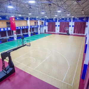 Non-Slip PVC Multi-Sport Flooring Snake-Skin Texture Gym Floor Tiles for Basketball Badminton and Volleyball