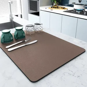 Non-Slip Rubber-Backed Dish Drying Floor Mat for Kitchen Counter