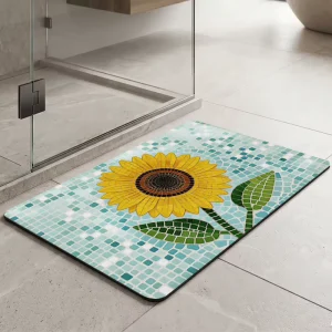 Non-Toxic Phthalate-Free Soft Diatom Mud Bathroom Mat Absorbent Quick-Dry Non-Slip Rubber Backing Bath Rug