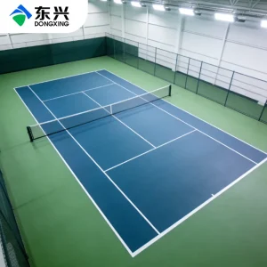 Non-slip Professional Eco-Friendly PVC Tennis Court Surface Roll With Shock Absorption And UV Coating For Indoor Use