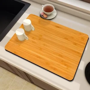 Nordic Wood Grain Kitchen Draining Mat Soft Fabric Non slip Heat Resistant Dish Drying Placemat Coaster