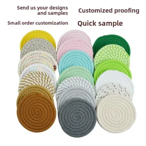 Nordic-style Instagram-inspired Cotton Rope Woven Heat-resistant Circle Placemat Casserole Pad Thickened Solid Color Table Mat