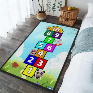 Nylon Eco Friendly Pet Friendly Anti Slip Cushioned Animal Print Modern Thin Children’s Learning Exercise and Camping Carpet