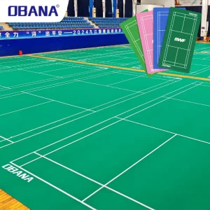 OBANA BWF Certified Eco Friendly 6.0mm Thick Badminton Court Mat Indoor PVC Rubber Non Slip Sports Flooring for Gymnasiums