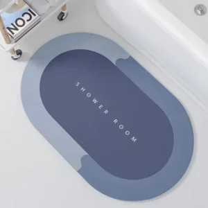OEM ODM Factory Offered Modern Style Geometric Printed Rubber Anti-Slip Thick Oval Bath Mats Machine Made Quick Water Absorbent