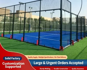 OEM ODM Manufacturer Outdoor Full View Panoramic Padel Court for Sports Club with 12mm Glass and LED