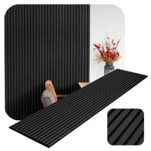 OEM Wooden Grooved Acoustic Panel Black Wood Acoustic Slat Wall Panels for Home Theater Cinema Studio KTV Hotel