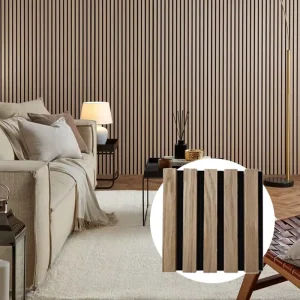 Oak Veneer MDF Slatted Wood Acoustic Wall Panels with PET Felt Core Sound Absorbing Decor Panels