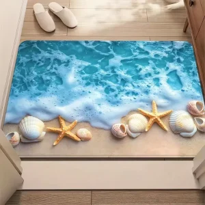 Ocean Element 100% Polyester Thin Rectangular Modern Non-Slip Floor Mat for Living Rooms, Bedrooms, Entries, and Front Doors
