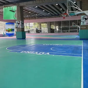 Odorless Non toxic Silicon PU Eco Friendly Shock Absorption Anti slip Surface Easy Installation Custom Color Sports Flooring