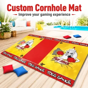 Official League Cornhole Mat – Regulation Size Non Slip Rubber Backed Cornhole Court Mat for Tournament Play and Club Training