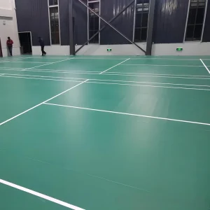 Oulin Customized Color Badminton Court PVC Sport Flooring + Portable Badminton Net System Easy Install Indoor Outdoor Use