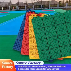 Outdoor Anti-Slip Suspended Interlocking Floor Tiles PP 15mm Thick Eco-Friendly Basketball and Badminton Court Flooring