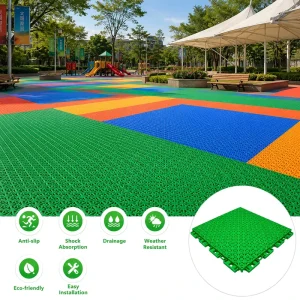 Outdoor Interlocking Plastic Floor Tiles for School Playgrounds, Gyms and Sports Floors