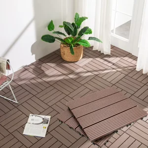 Outdoor Interlocking WPC Decking, PVC Composite Flooring for Patio and Garden