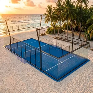 Outdoor Padel Court Zinc-Rich Powder-Coated Mesh Galvanized Frame with LED Lights for Club Park