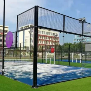 Outdoor Panoramic Paddle Tennis Court Padel Court Panoramic Roofs Flooring Nets LED Lighting Systems