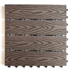 Outdoor Reclaimed WPC Interlocking Decking Tiles, Waterproof Composite Wood-Plastic Flooring for Roofs and Terraces