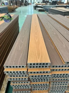 Outdoor WPC Decking Waterproof Anti-Slip Weather-Resistant Composite Flooring with Straight Line on Double Sides