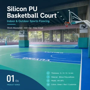 Outdoor and Indoor Sports Flooring High Elastic Multifunction Tennis and Basketball Court with Silicon Polyurethane Material