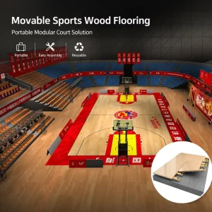 PDLOCK Basketball Maple Wood Indoor Sports Venue Flooring 22mm Thick Interlocking Tiles Shock Absorption Anti-Bacterial