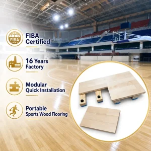PDLOCK Modern Eco Friendly Maple Birch Hardwood Non Slip Prefinished Interlocking System Training Gym