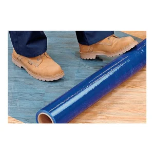 PE 600MM Width Easy Rewinding Transparent Blue PE Floor Protection Film Hard Floor Tiles Surface Dust Proof Covering Protection